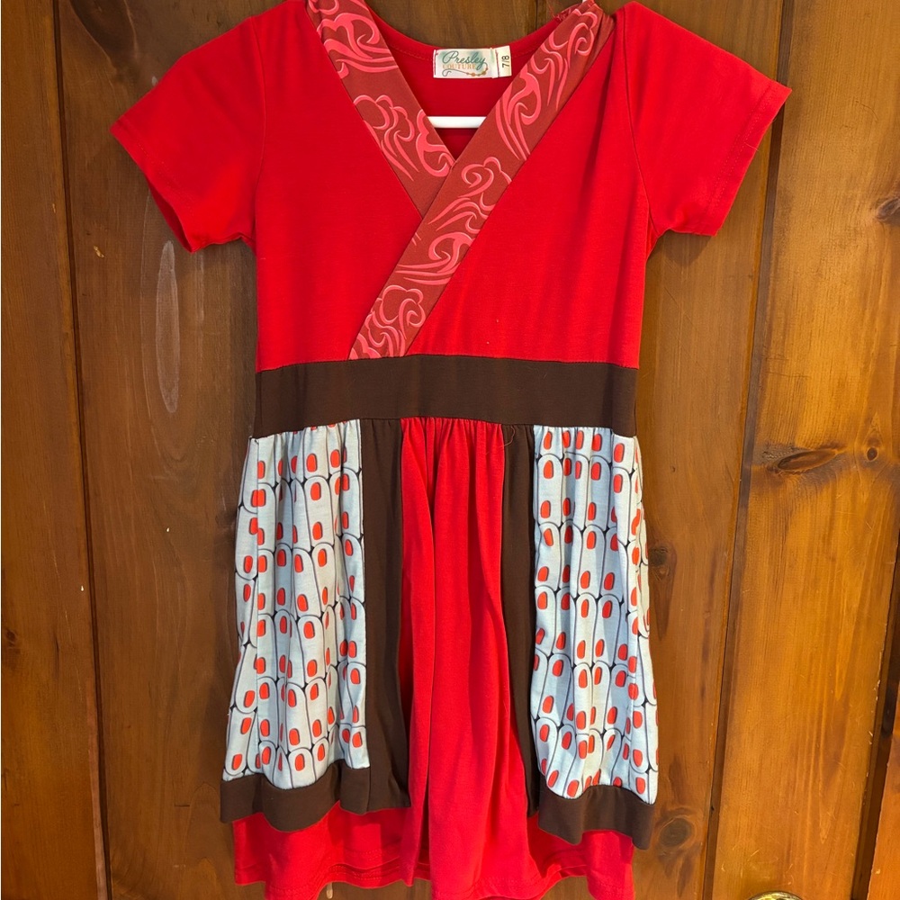 Disney Mulan Red and Brown Kids Dress